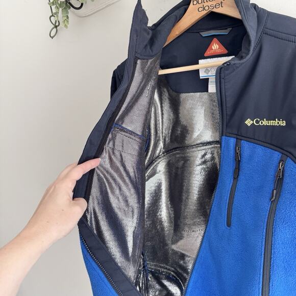 Columbia Men's Heat Elite Lite Jacket Royal Omni-heat Interchange Blue Black Sm - Picture 4 of 5